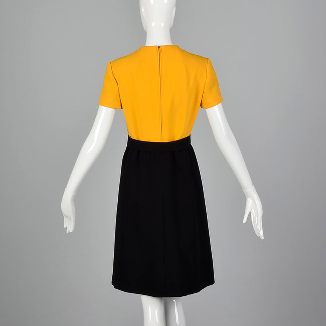 1960s Yellow and Black Colorblock Dress