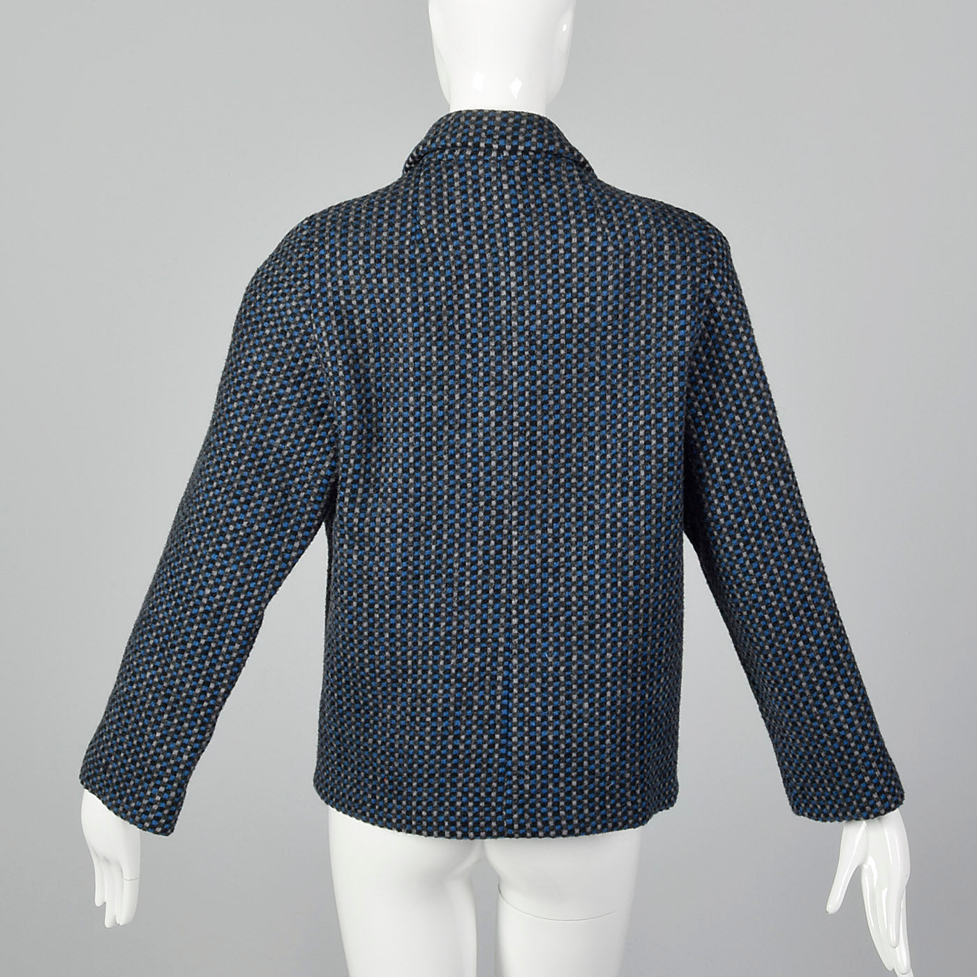 1950s Blue and Gray Tweed Jacket