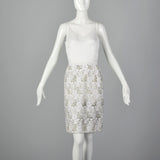 XS 1960s White Two Piece Beaded Dress Set