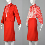 1980s Louis Feraud Red Three Piece Set