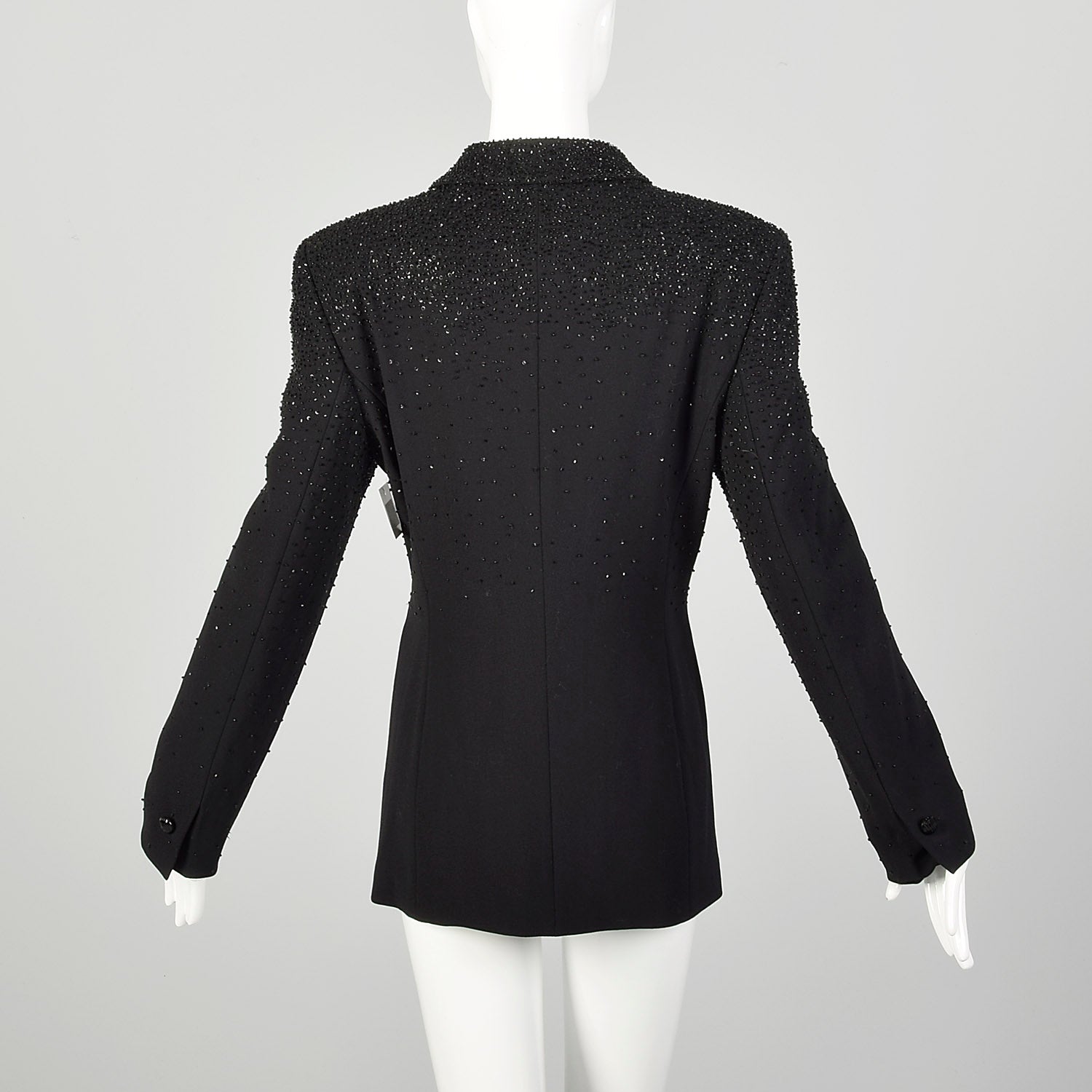 Large 1990s Escada Suit Coat Black Evening Beaded Cocktail Blazer