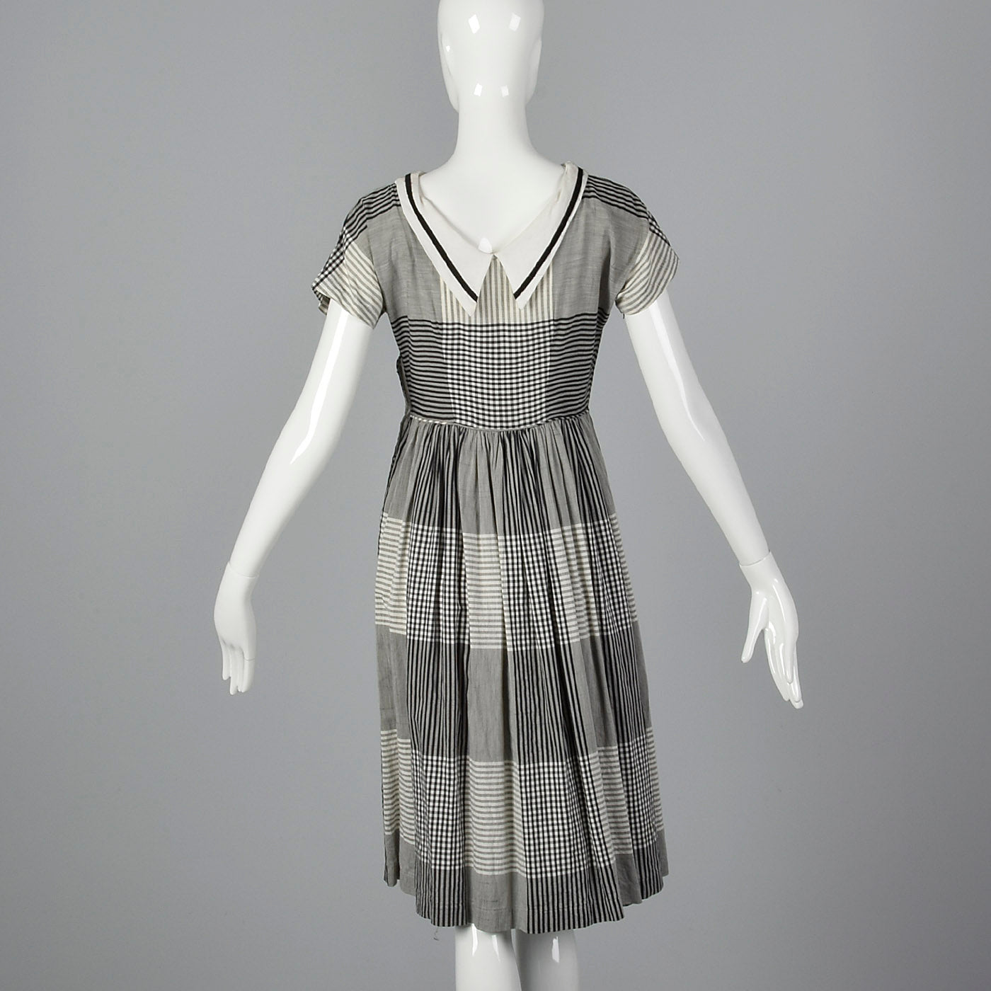 1950s Black and White Plaid Dress
