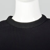 1940s Black Peplum Dress with Woven Stripe Trim