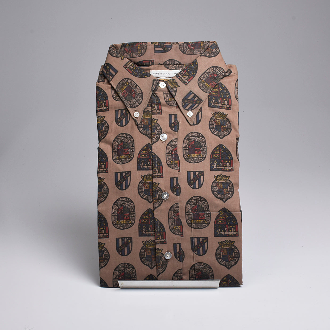 1950s Mens Deadstock Shirt with Novelty Stained Glass Print