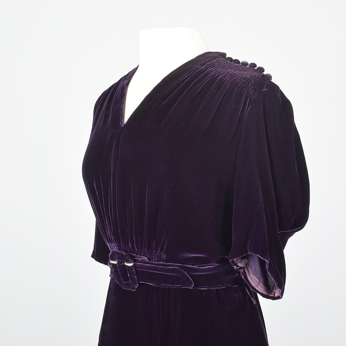 1930s Purple Silk Velvet Dress Art Deco