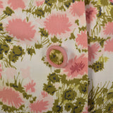 XL 1950s Day Dress Floral Cotton Pink Shirtwaist Lightweight Fit and Flare
