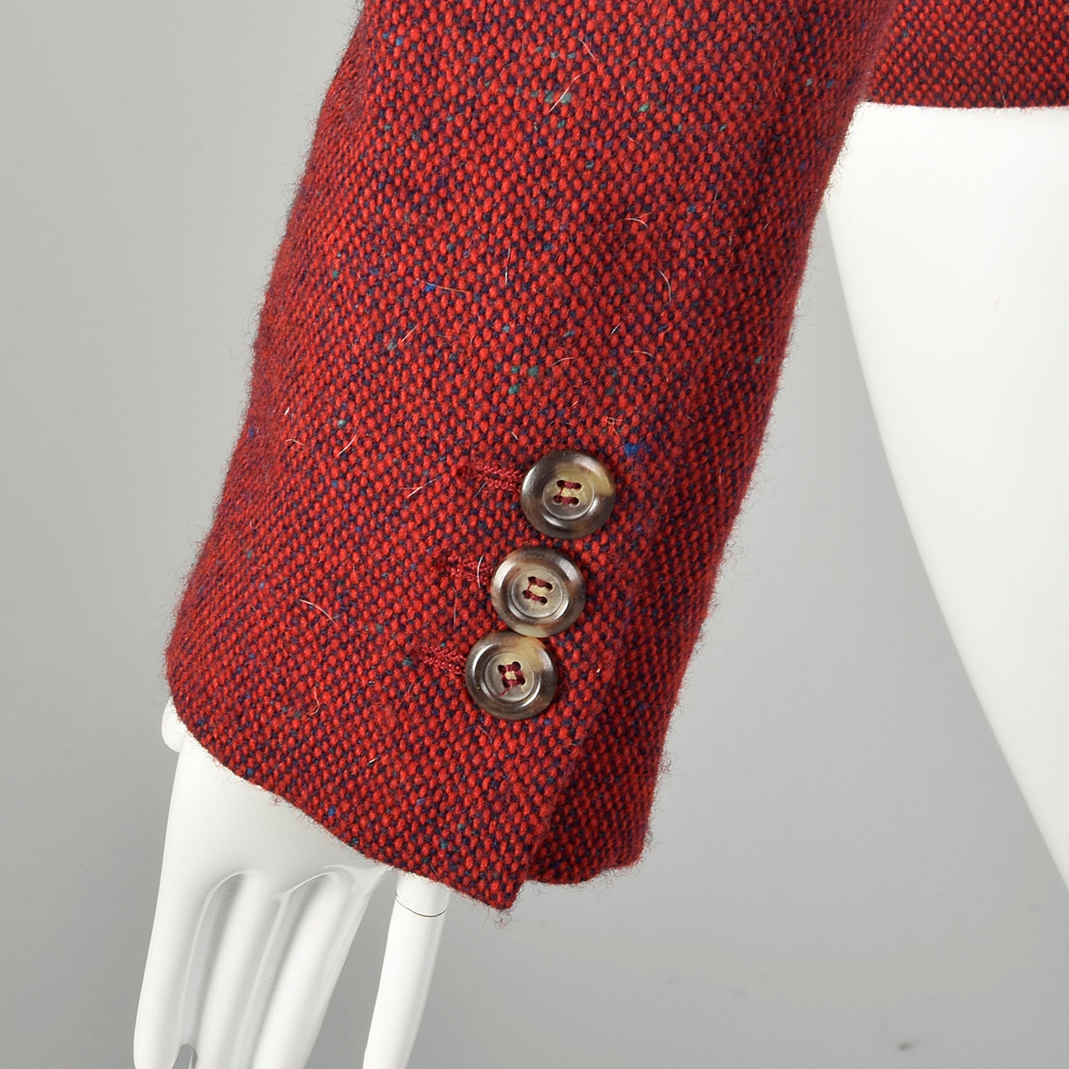 Medium 2010s Red Blazer Moschino Cheap & Chic Wool Tweed Yarn Flower Corsage Applique Jacket