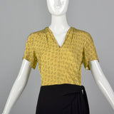 1940s Yellow Dress with Unique Hip Tie Sash