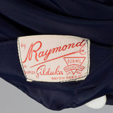 1950s Navy Rayon Dressing Gown