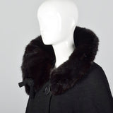 1950s Black Wool Coat with Mink Collar
