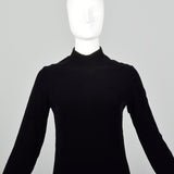 1960s Space Age Mod Black Velvet Mini Dress Attributed to Pierre Cardin