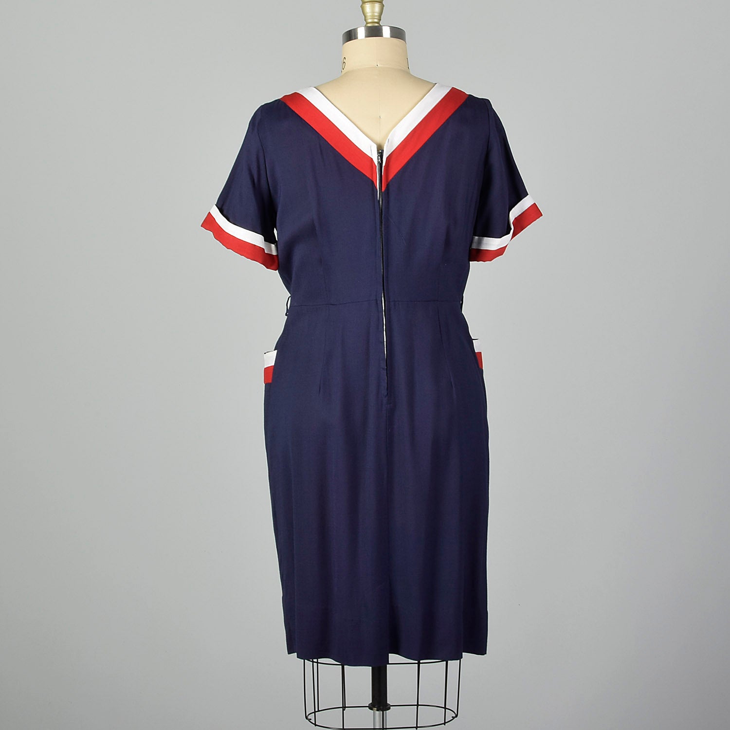 XXL 1950s Red White and Blue Day Dress