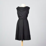 1950s Classic Little Black Dress with Draped Neckline