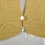 1950s Yellow Cashmere Cardigan with Floral Applique