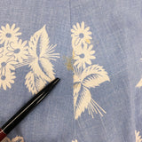 XL 1950s Day Dress Casual Blue Short Sleeve Floral Novelty Print Rayon