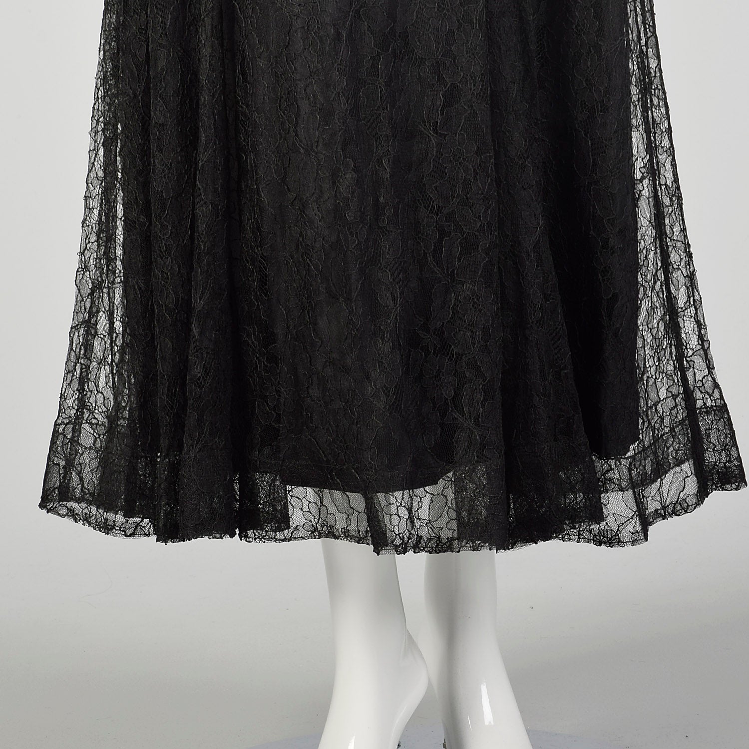 XL 1930s Dress Black Vintage Lace Maxi Sleeveless