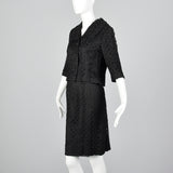 1950s Black Dress and Jacket Set in Hand Loomed Spiderweb Lace
