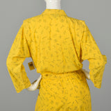 Small Yellow Jumpsuit 1980s Bright Cotton Bold Novelty Print Capri