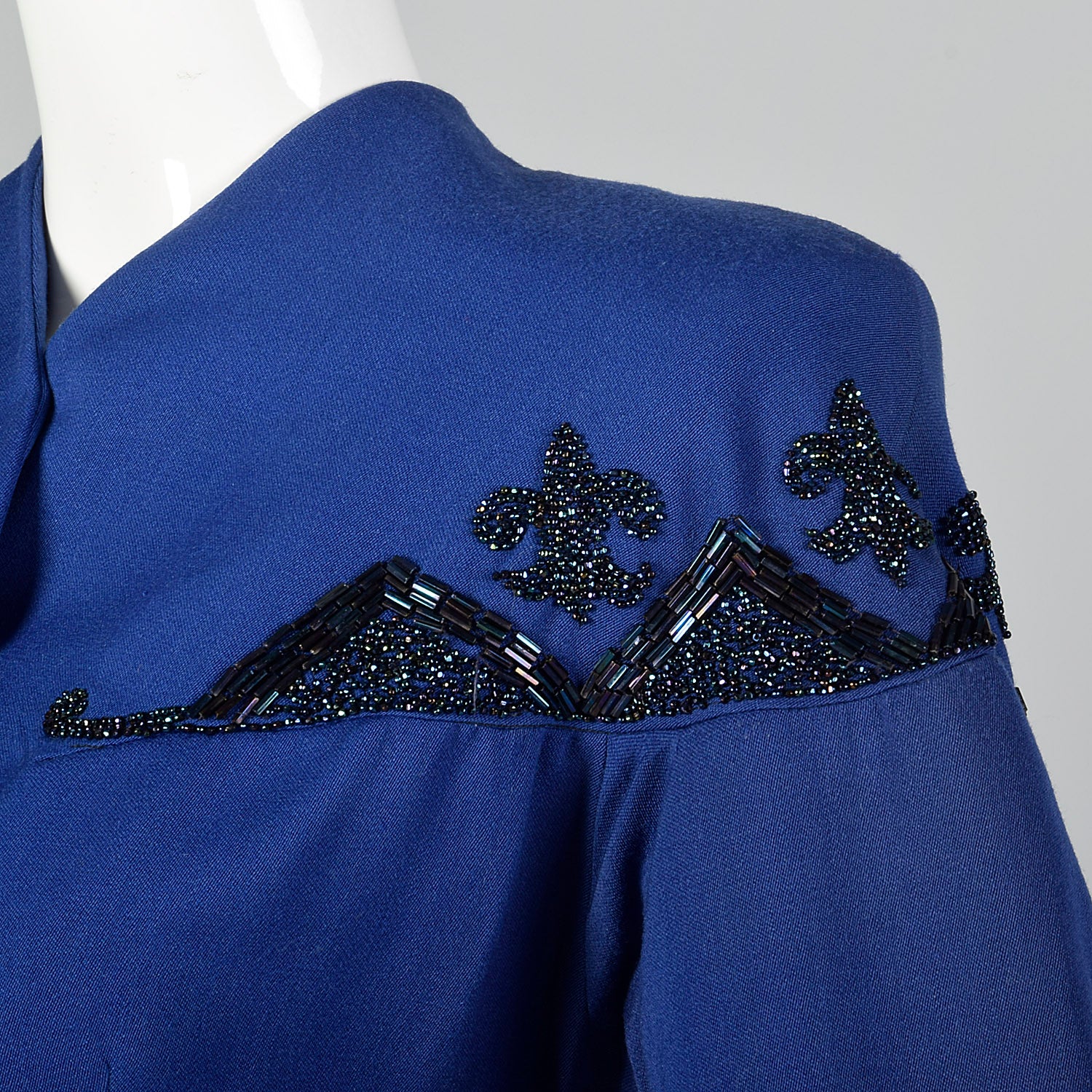 Small 1940s Royal Blue Beaded Skirt Suit