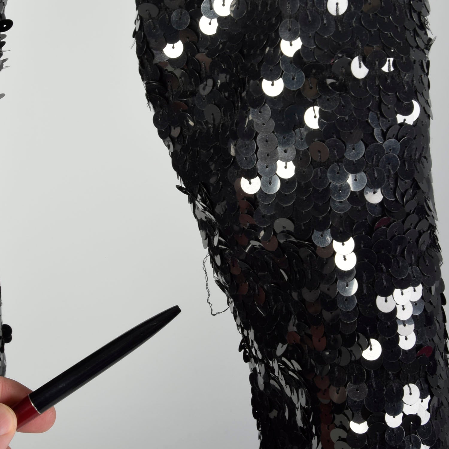 Large Black Sequin Sweater Dress Formal Evening Cocktail Modest Long Sleeve