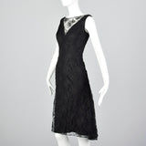 1960s Mignon Black Lace Mermaid Dress with a Stunning Neckline