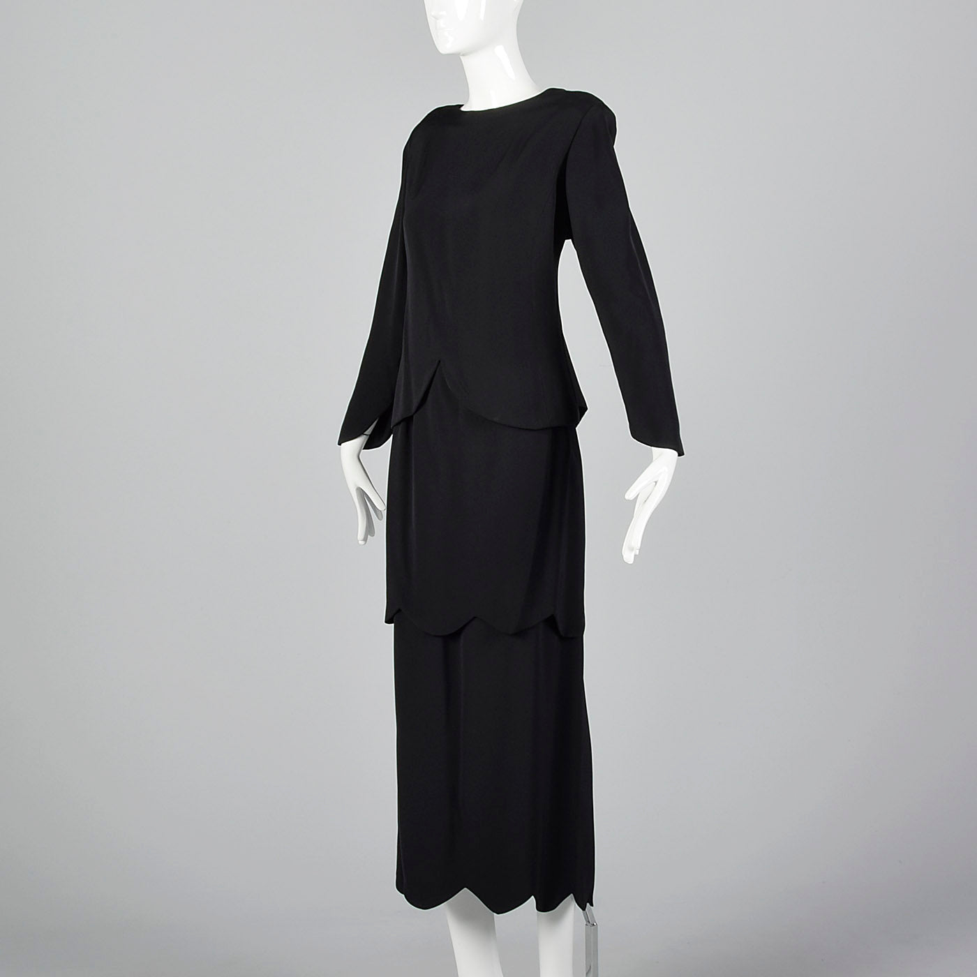 1980s Galanos Two Piece Black Dress with Great Layers