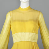 Elegant 1970s Travilla Yellow Silk Chiffon Dress