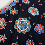1940s Navy Peplum Top with Beaded Neckline