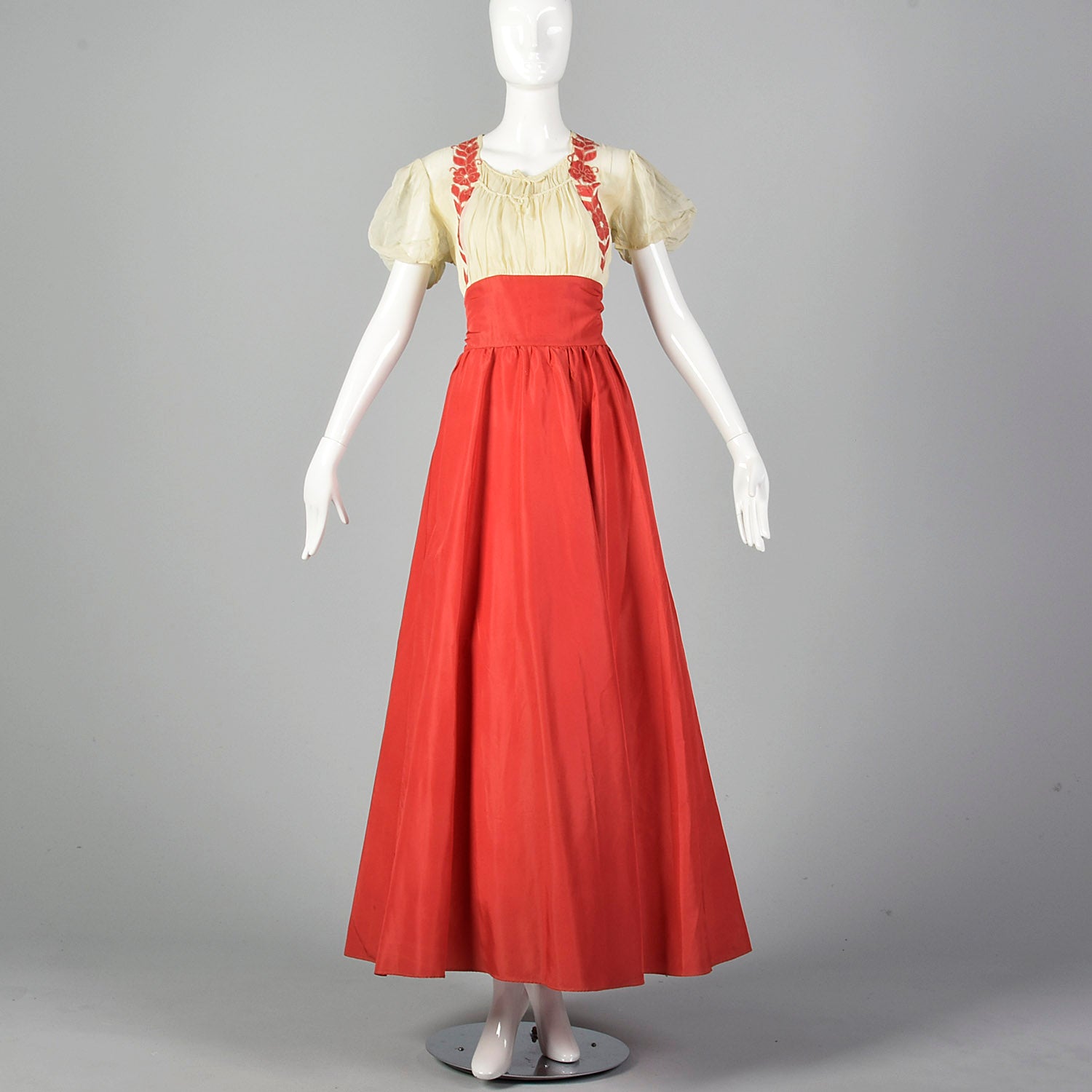 1930s Mesh and Pink Taffeta Gown