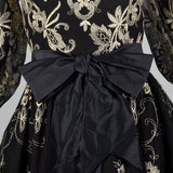 1980s Mr. Blackwell Evening Dress with Gold Embroidery