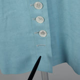 Medium 1940s Linen Day Dress with Button Front