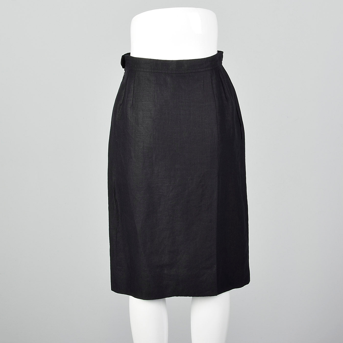 1980s Yves Saint Laurent Rive Gauche Black Linen Pencil Skirt