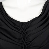 1950s Black Rayon Dress with Gathered Bodice