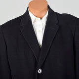 42 Large 1950s Mens Black Cashmere Overcoat