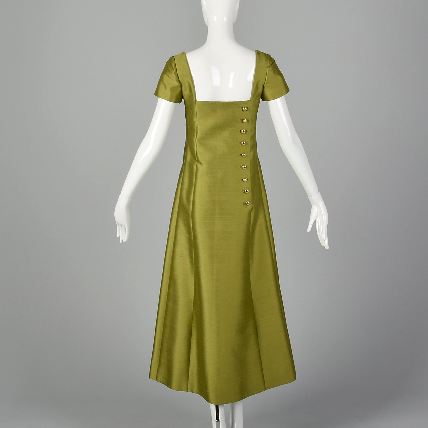 1960s Malcom Starr Green Maxi Evening Dress
