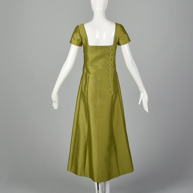 1960s Malcom Starr Green Maxi Evening Dress