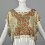 1960s Sequined and Beaded Lace Poncho