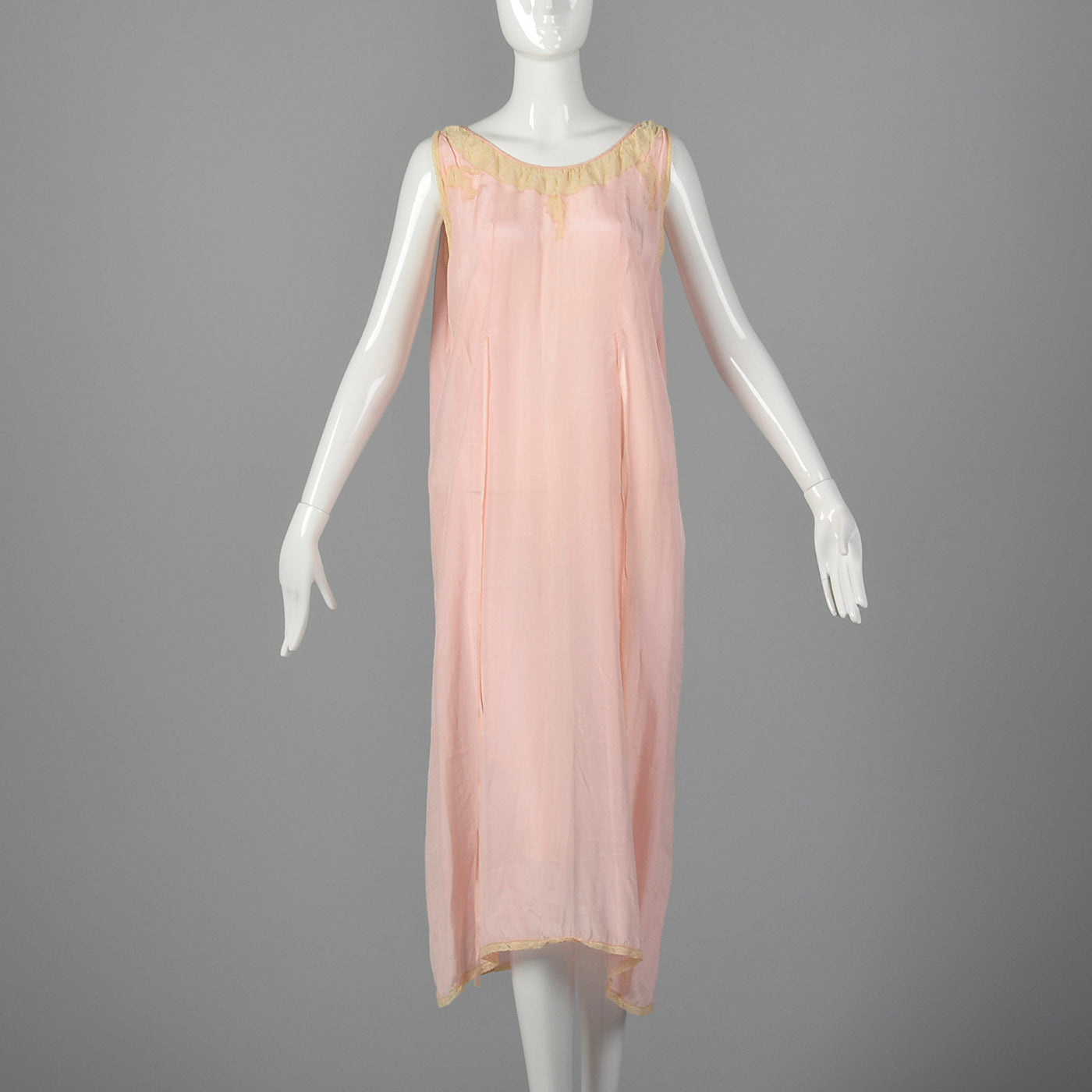 1920s Pink Nightgown with Lace Trim