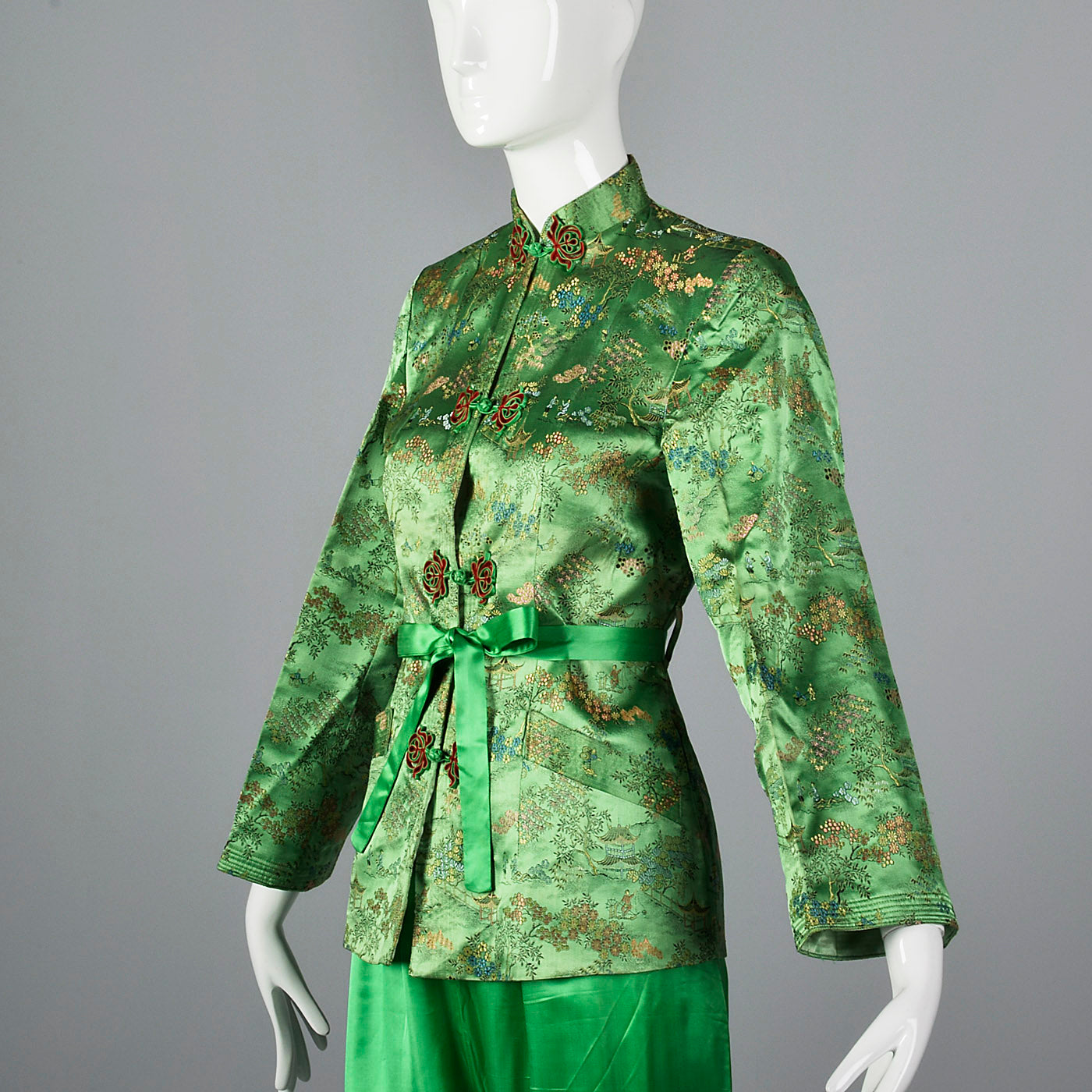 1960s Green Brocade Loungewear Set