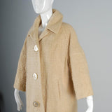 1960s Cream Boucle Tweed Car Coat