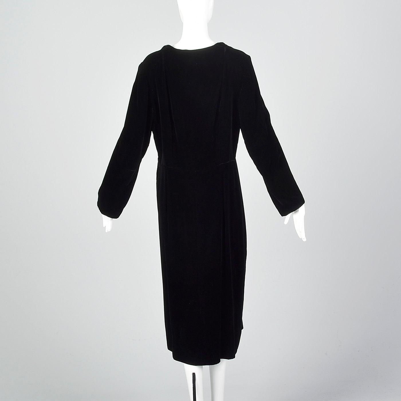 1950s Black Velvet Dress with Sweetheart Neckline