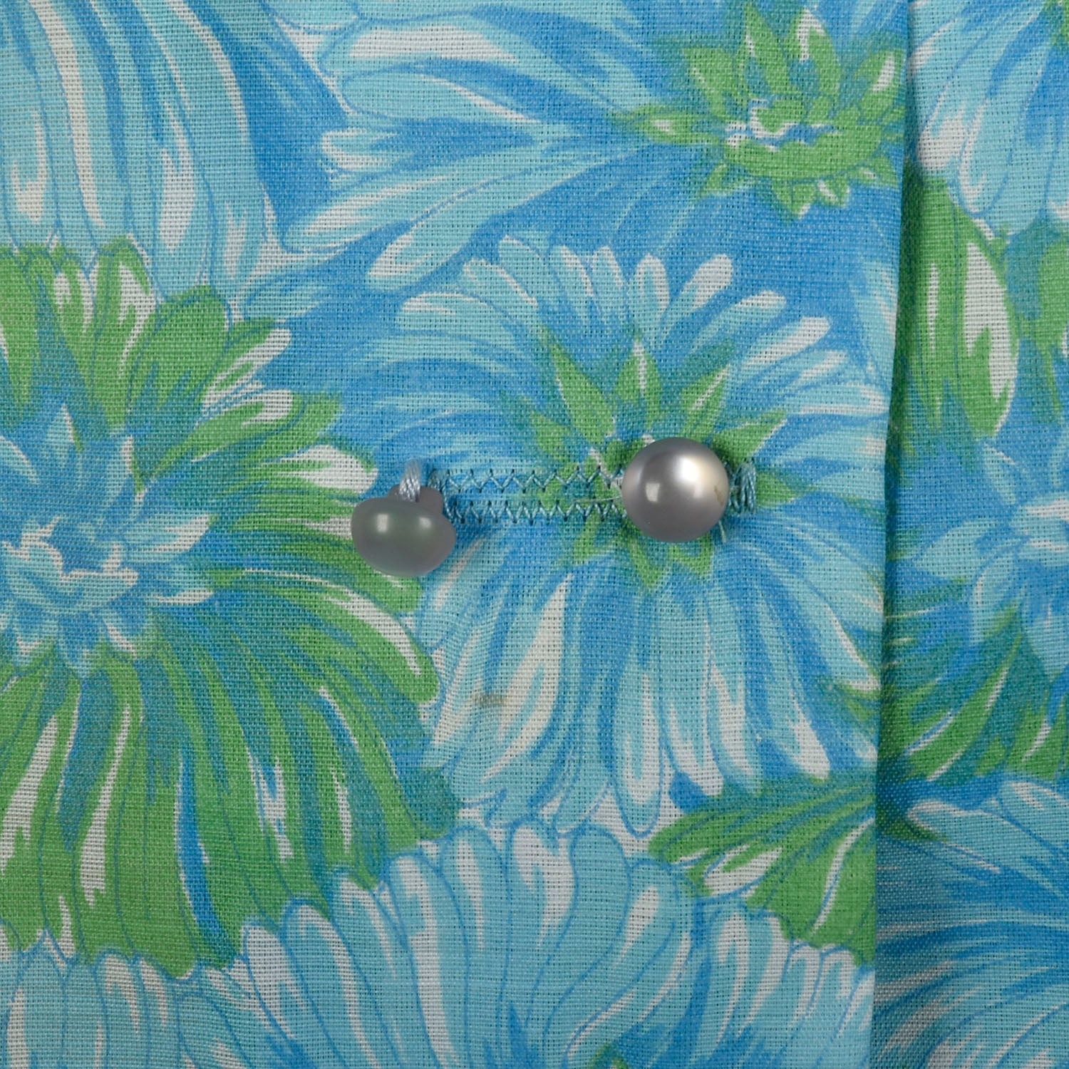 3XL 1950s Blue Floral Day Dress Green Short Sleeve Casual Volup