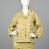 1960s Flannel PJ Set in Orange Floral Print