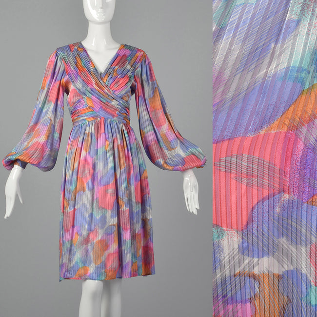 1990s Morton Myles Paint Stroke Silk Dress