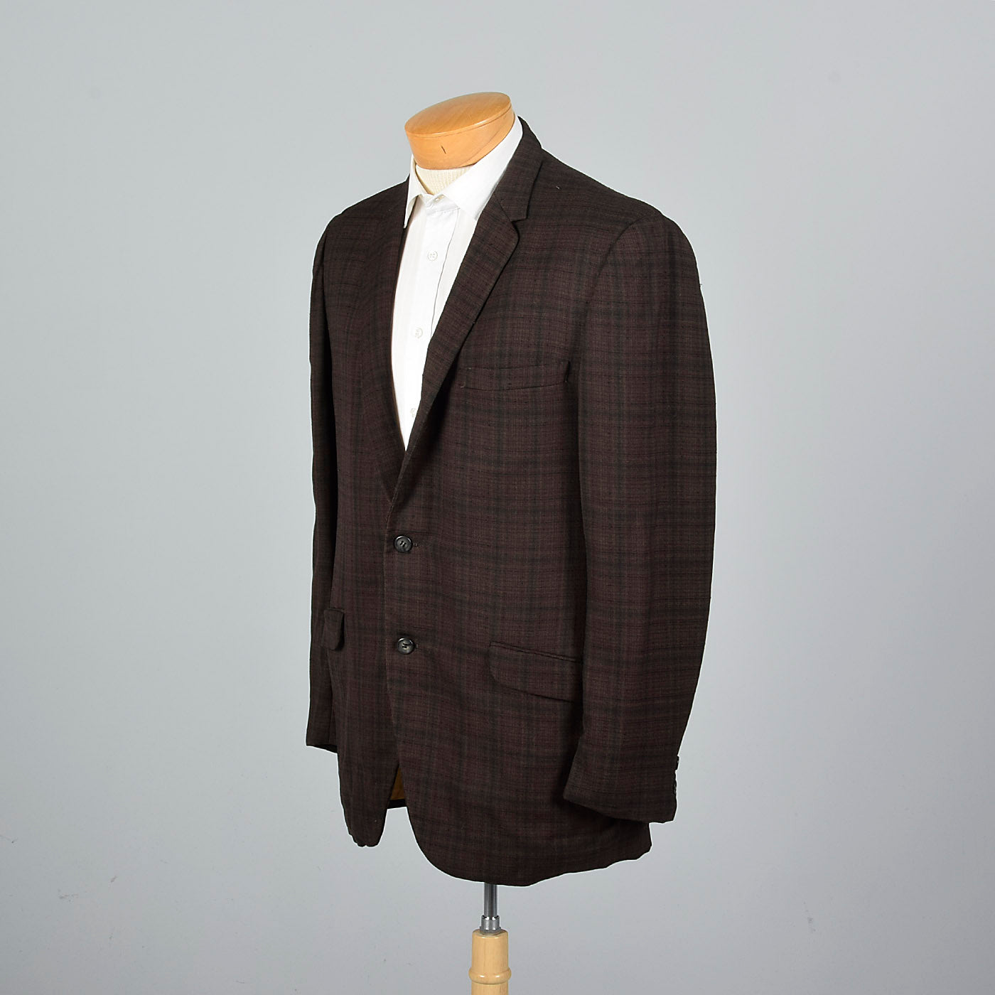 1950s Mens Lightweight Summer Jacket in Brown Plaid