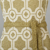 1970s Balmain Maxi Dress in Cream and Gold Lurex