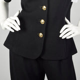 Large 1990s St. John Pant Suit Black Knit Jacket Ensemble