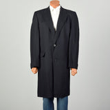 1960s Large Richman Brothers Black Lightweight Wool Outerwear Winter Overcoat
