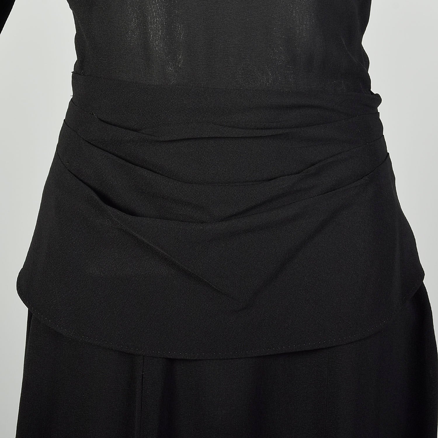 XS 1940s Little Black Dress Rayon Studs Quarter Length Sleeve
