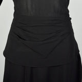 XS 1940s Little Black Dress Rayon Studs Quarter Length Sleeve